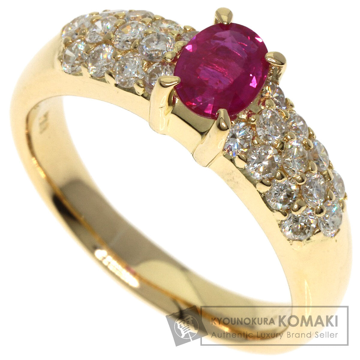 0.61ct Ruby Diamond Ring K18 Yellow Gold  6.7g　Ladies