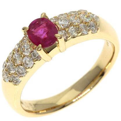 0.61ct Ruby Diamond Ring K18 Yellow Gold  6.7g　Ladies