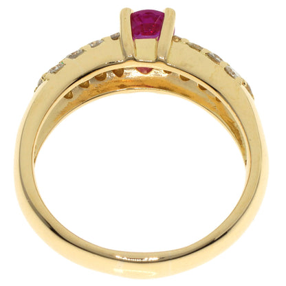 0.61ct Ruby Diamond Ring K18 Yellow Gold  6.7g　Ladies