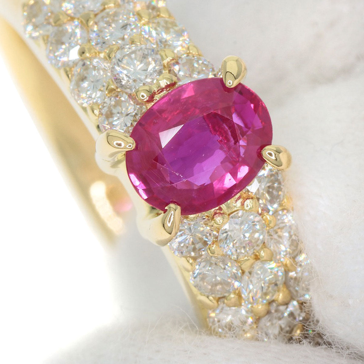 0.61ct Ruby Diamond Ring K18 Yellow Gold  6.7g　Ladies