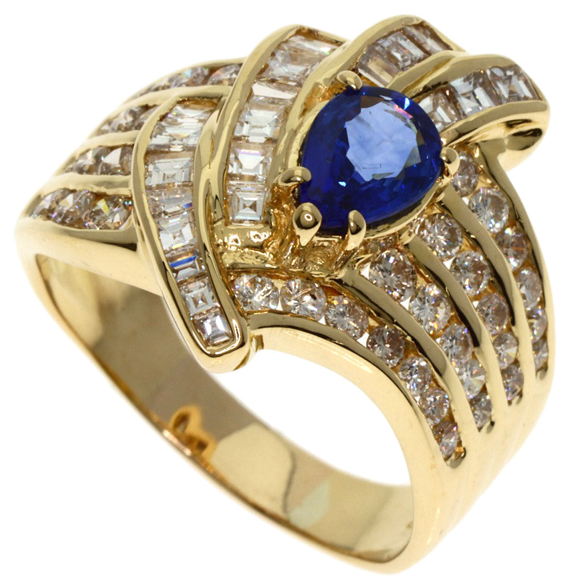 1.02ct Sapphire Diamond Ring K18 Yellow Gold  8.2g　Ladies