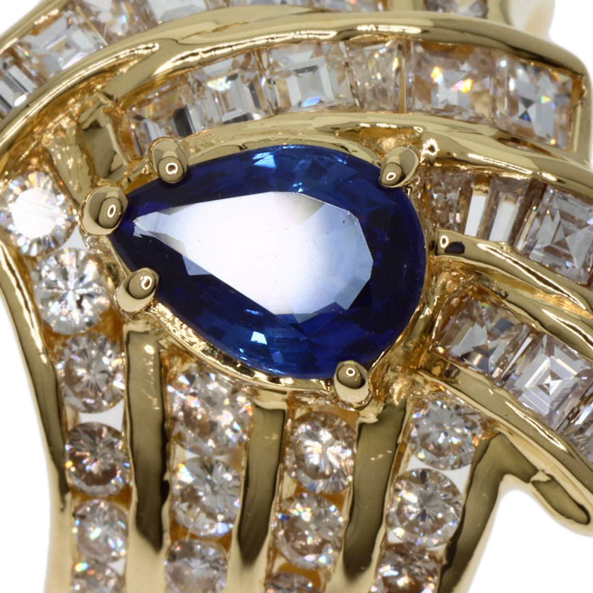 1.02ct Sapphire Diamond Ring K18 Yellow Gold  8.2g　Ladies