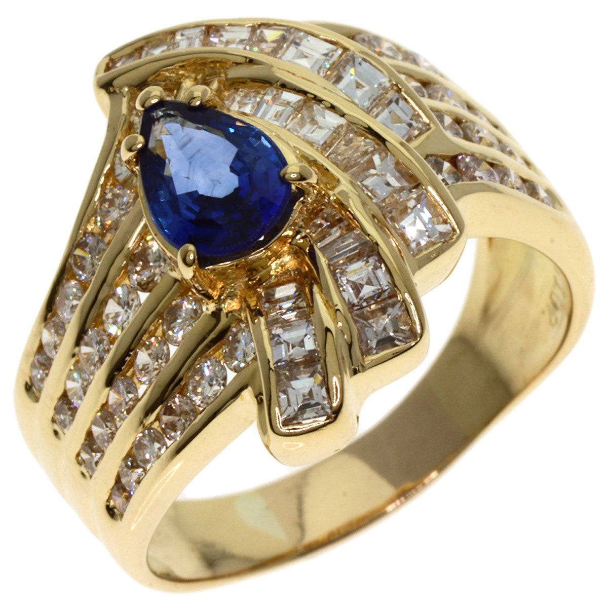1.02ct Sapphire Diamond Ring K18 Yellow Gold  8.2g　Ladies