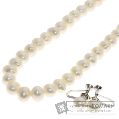 Freshwater Pearl Earrings (2-piece set) Necklace Silver 38g　Ladies