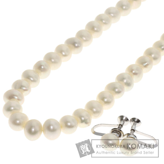 Freshwater Pearl Earrings (2-piece set) Necklace Silver 38g　Ladies