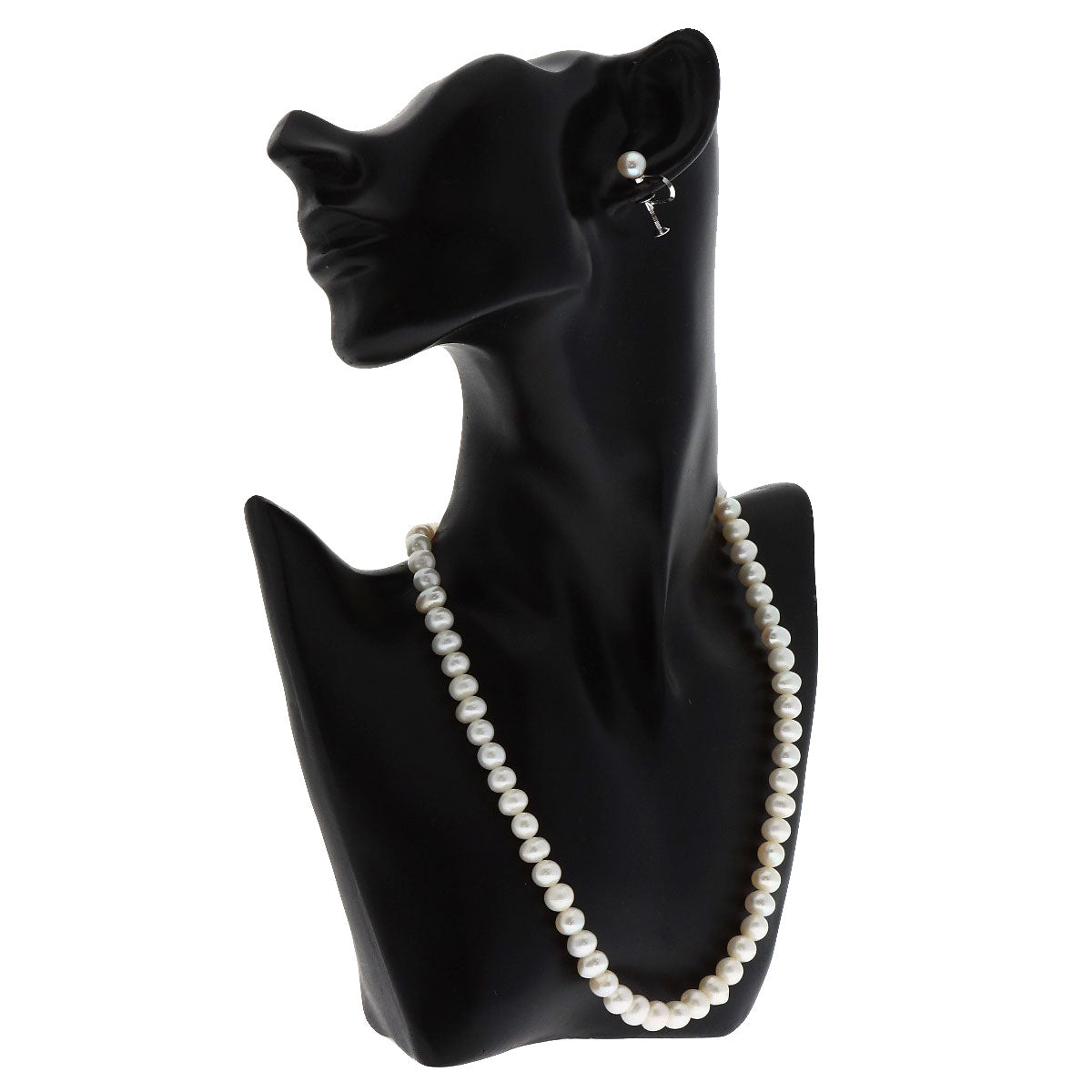 Freshwater Pearl Earrings (2-piece set) Necklace Silver 38g　Ladies