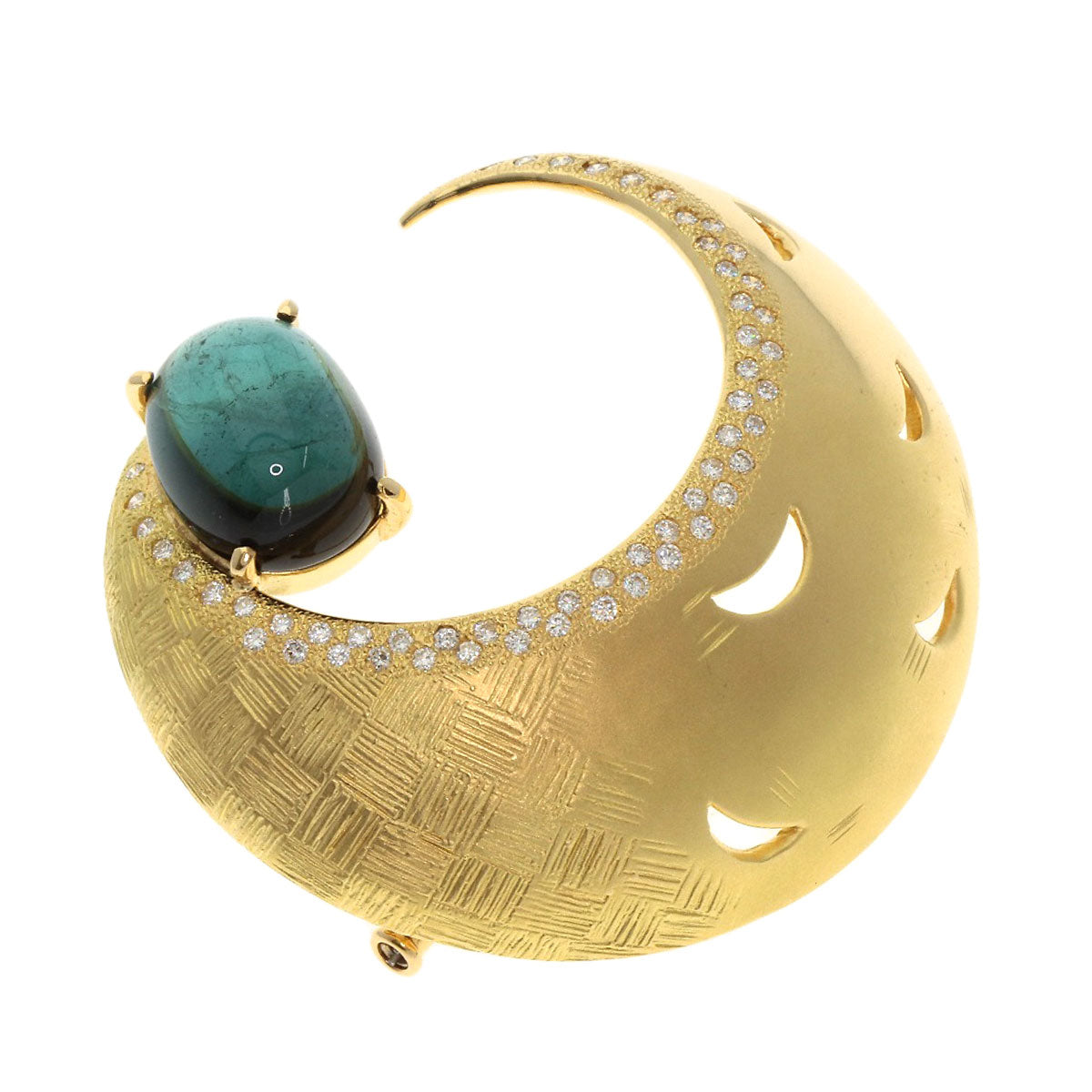 9.65ct Blue Tourmaline Diamond Brooch K18 Yellow Gold  30g　Ladies