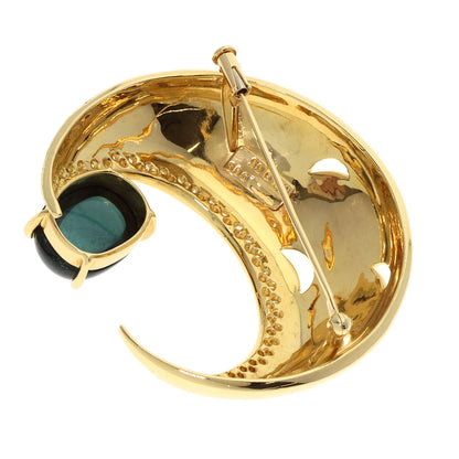 9.65ct Blue Tourmaline Diamond Brooch K18 Yellow Gold  30g　Ladies