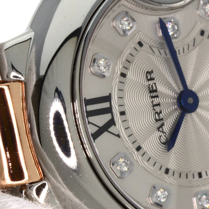 CARTIER Baron Blue 1.1" 11P Diamond Watches WE902030 Stainless Steel/SSxK18PG Ladies