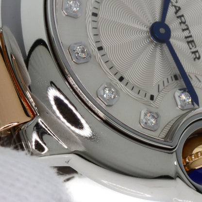 CARTIER Baron Blue 1.1" 11P Diamond Watches WE902030 Stainless Steel/SSxK18PG Ladies