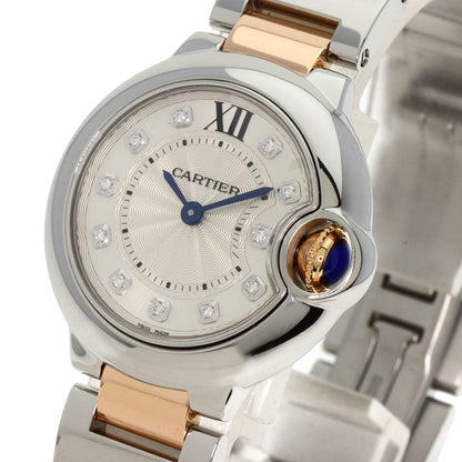 CARTIER Baron Blue 1.1" 11P Diamond Watches WE902030 Stainless Steel/SSxK18PG Ladies