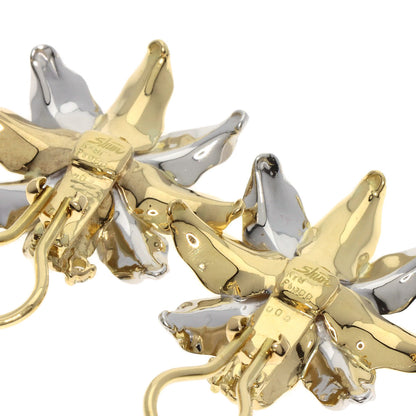 SHUN TAMURA Flower Motif 1P Diamond Earring K18 Yellow Gold PT900Ladies [Used]