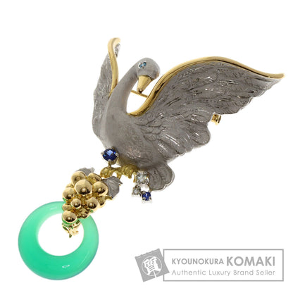 NOBUKO ISHIKAWA   Brooch as time Swan Green Chalcedony Sapphire Diamond Platinum PT900 18K Yellow GoldLadies