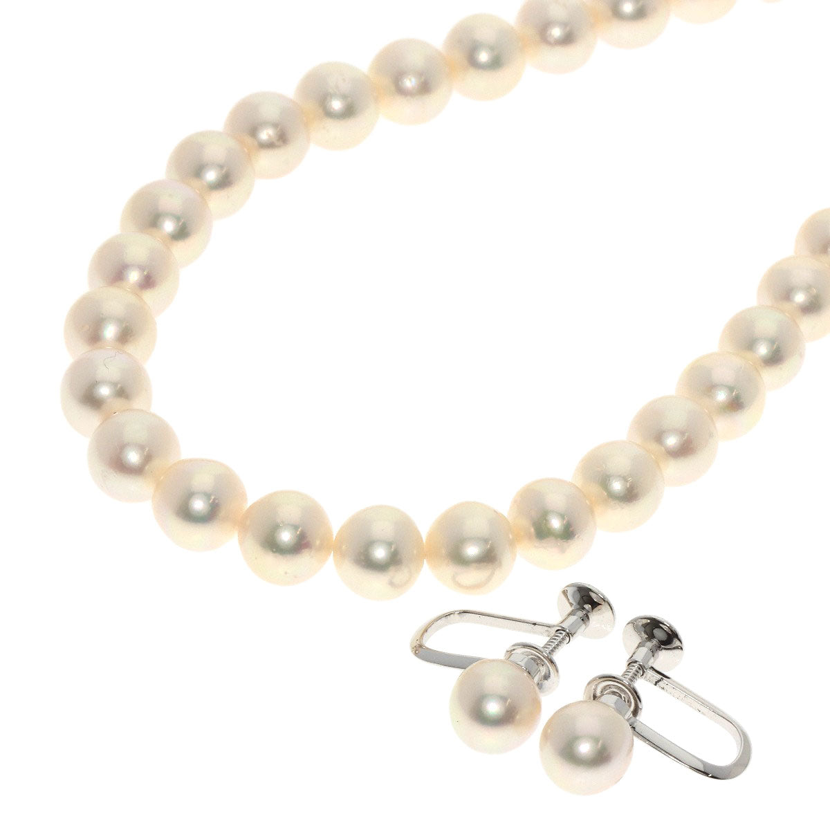 TASAKI   Necklace Pearl Pearl Earring 2-piece set Silver Ladies