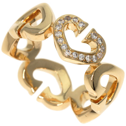 CARTIER   Ring C Heart Diamond # 49 K18 Yellow Gold Ladies