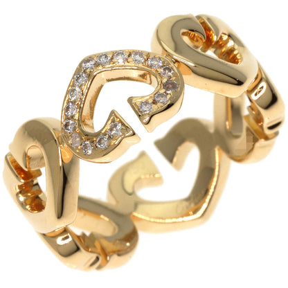 CARTIER   Ring C Heart Diamond # 49 K18 Yellow Gold Ladies