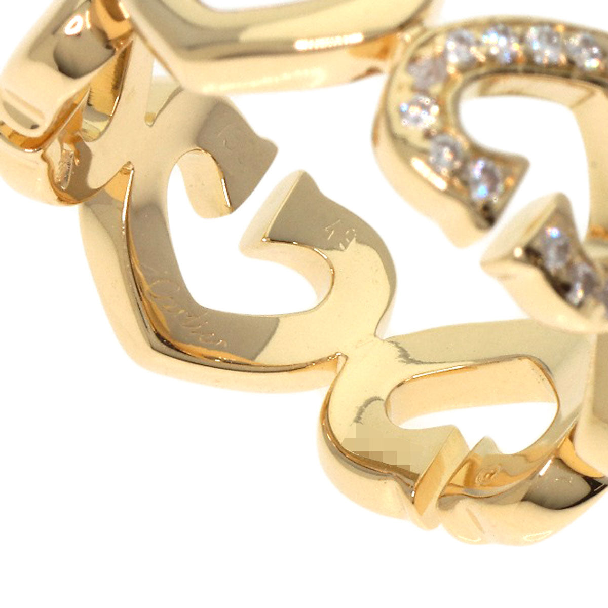 CARTIER   Ring C Heart Diamond # 49 K18 Yellow Gold Ladies