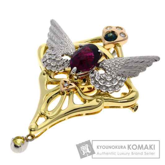 MITSUO KAJI   Pendant top Rhodolite Garnet Diamond K18 Yellow Gold PT900Ladies