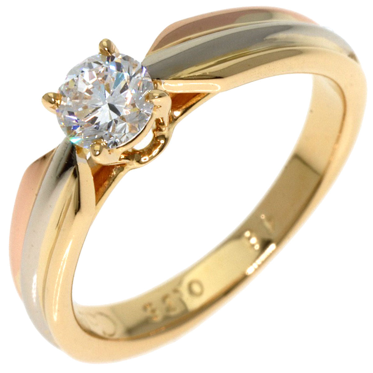 CARTIER   Ring Trinity Solitaire Diamond #48 K18 Yellow Gold K18 White GoldLadies