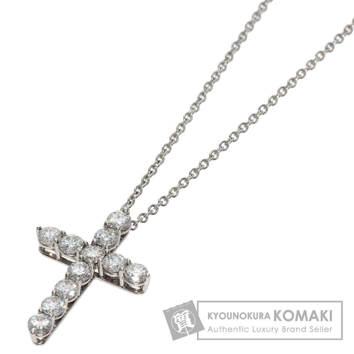 TIFFANY&Co.   Necklace Small Cross Diamond Platinum PT950 Ladies