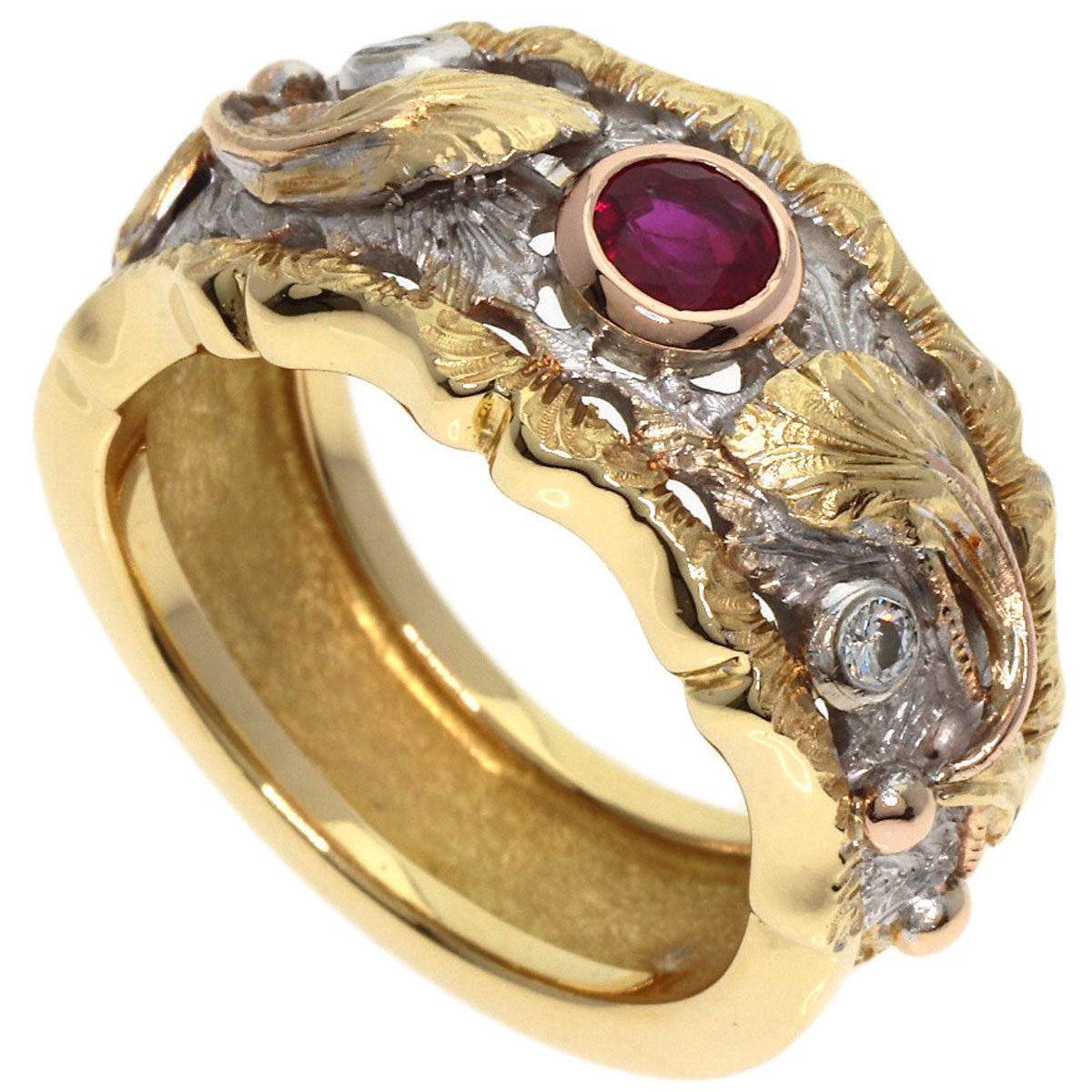 CAZZANIGA   Ring Ruby Diamond K18 Yellow Gold 750Ladies