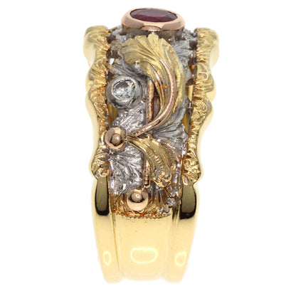 CAZZANIGA   Ring Ruby Diamond K18 Yellow Gold 750Ladies