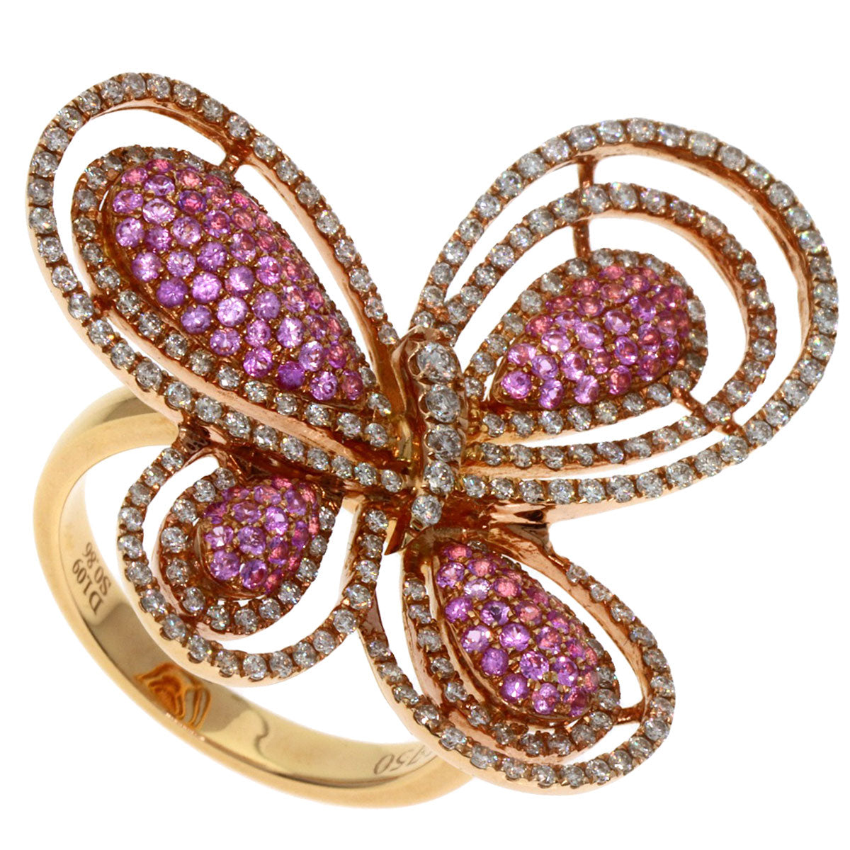 0.86ct Butterfly Pink Sapphire Diamond Ring 18K  9.7g�@Ladies