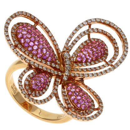 0.86ct Butterfly Pink Sapphire Diamond Ring 18K  9.7g�@Ladies