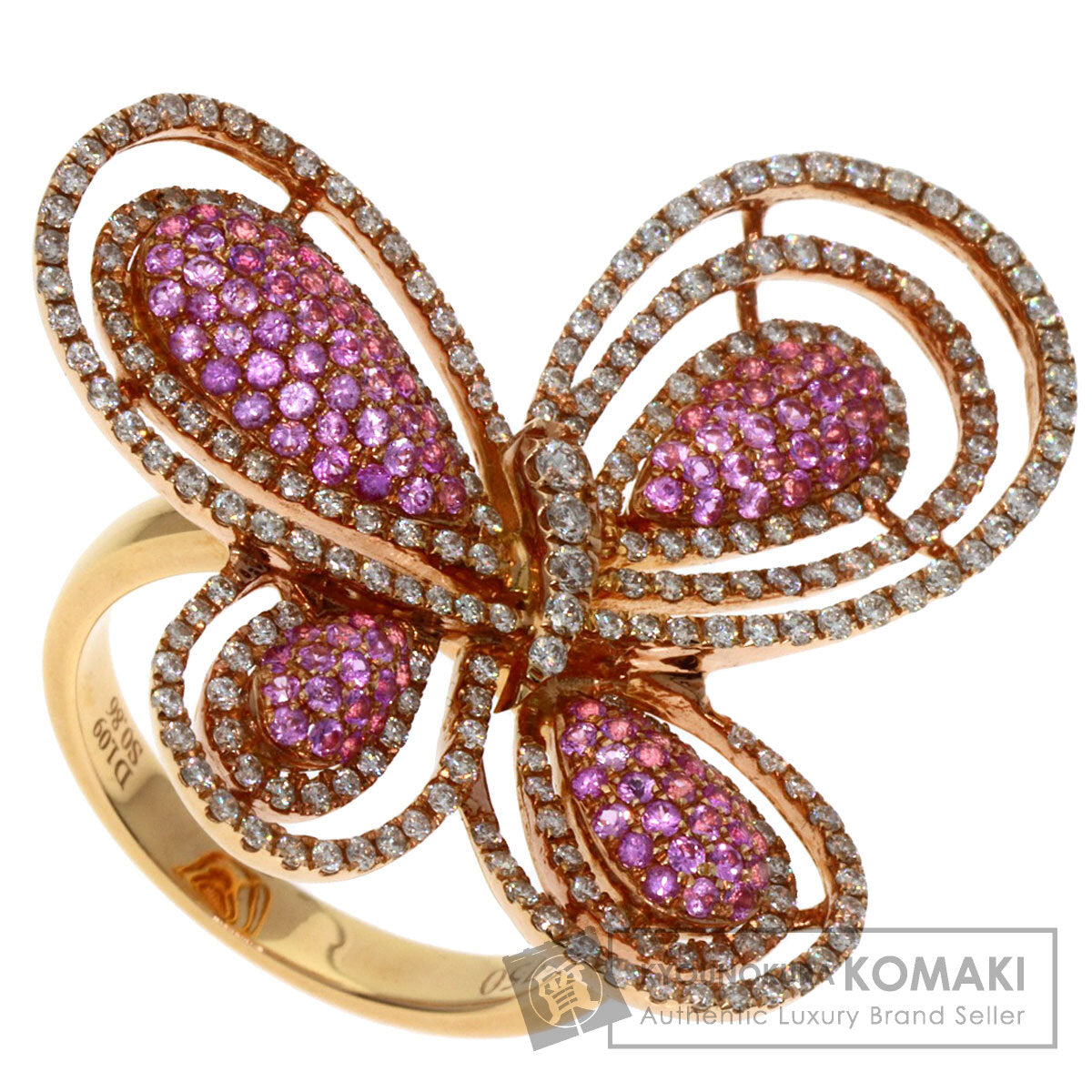 0.86ct Butterfly Pink Sapphire Diamond Ring 18K  9.7g�@Ladies