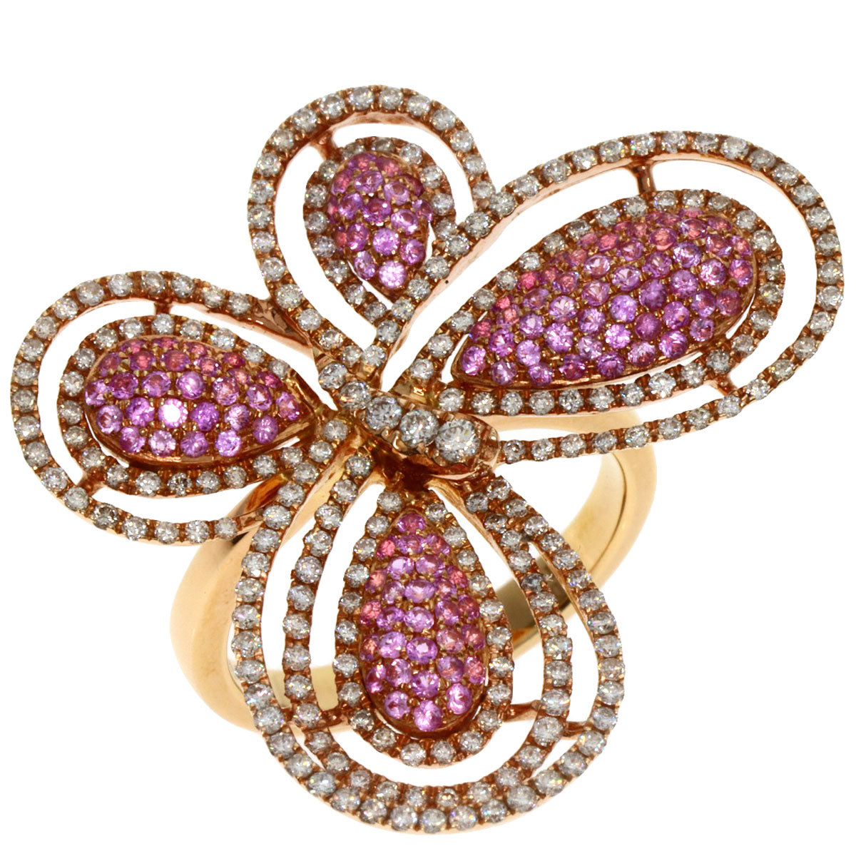 0.86ct Butterfly Pink Sapphire Diamond Ring 18K  9.7g�@Ladies