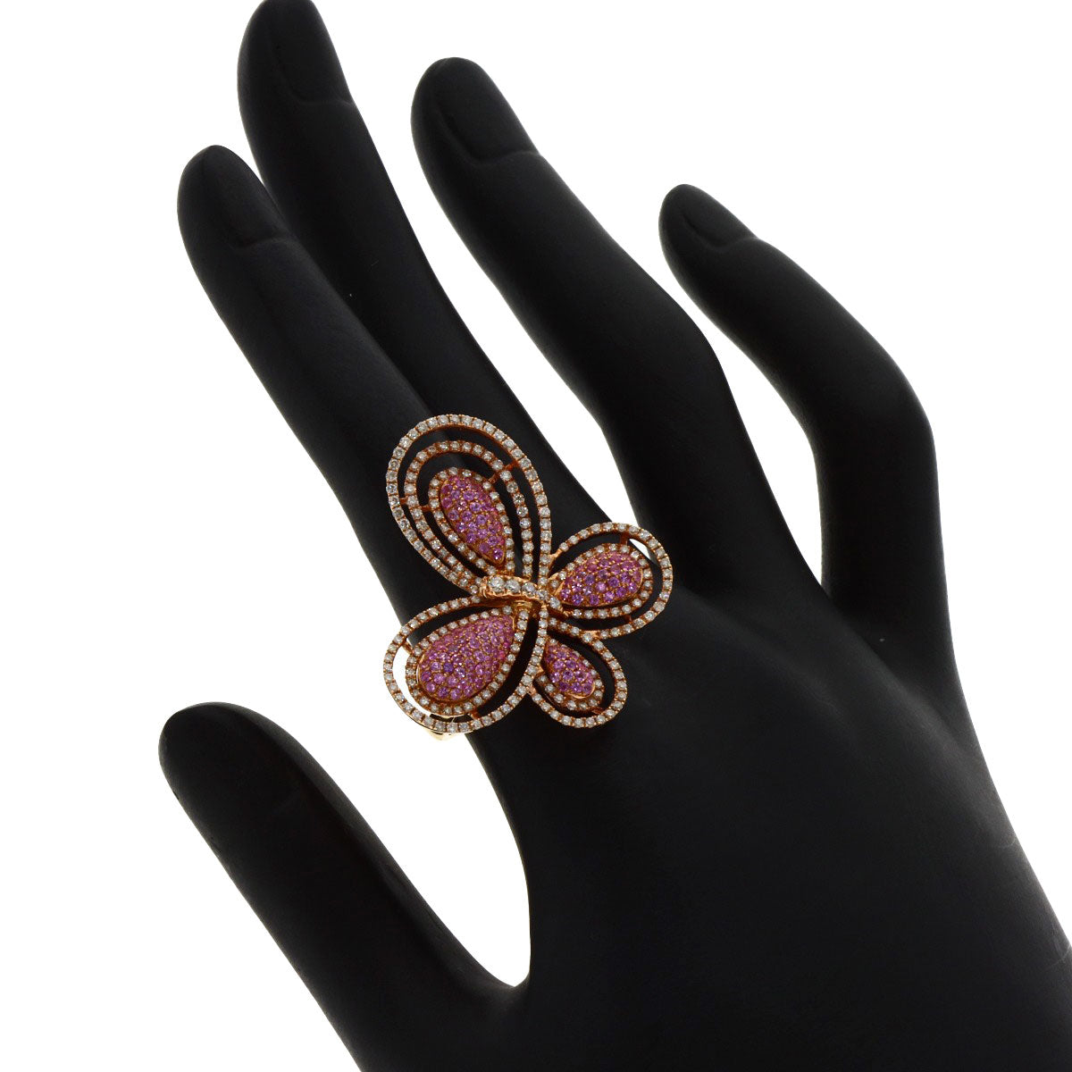 0.86ct Butterfly Pink Sapphire Diamond Ring 18K  9.7g�@Ladies