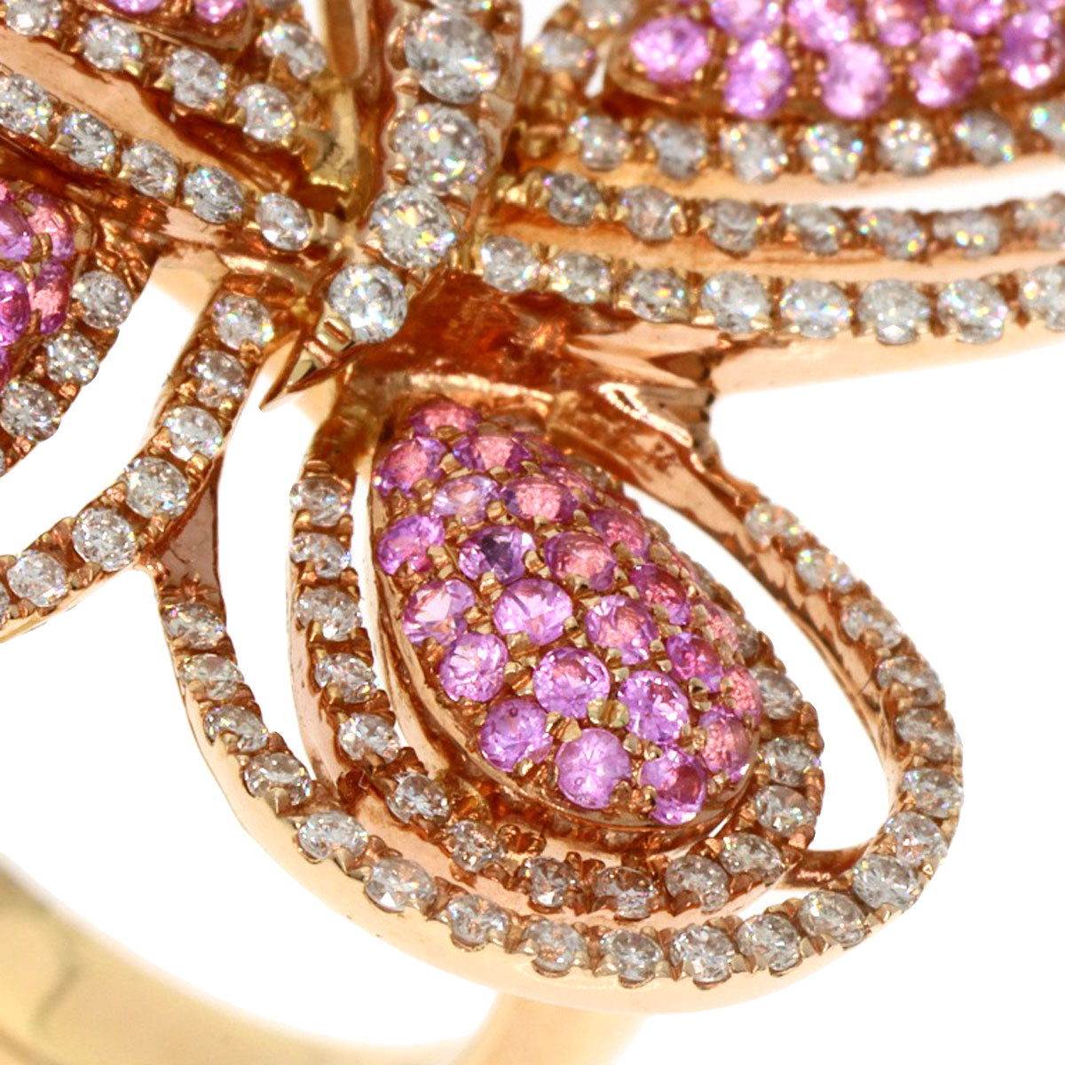 0.86ct Butterfly Pink Sapphire Diamond Ring 18K  9.7g�@Ladies