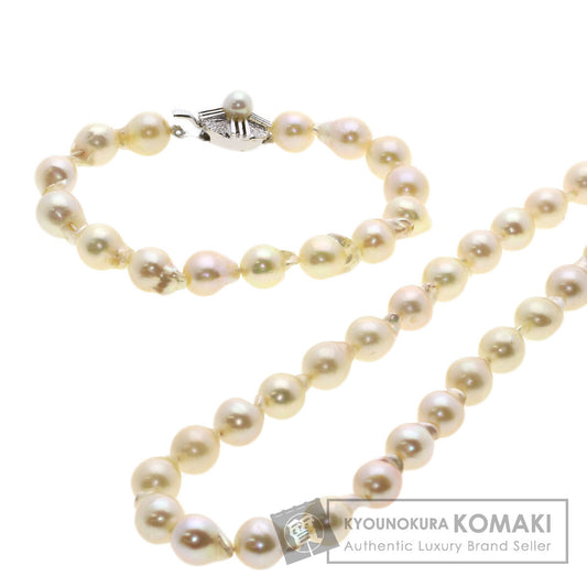 Baroque Pearl Bracelet 2-piece set Necklace Silver 87.5g　Ladies