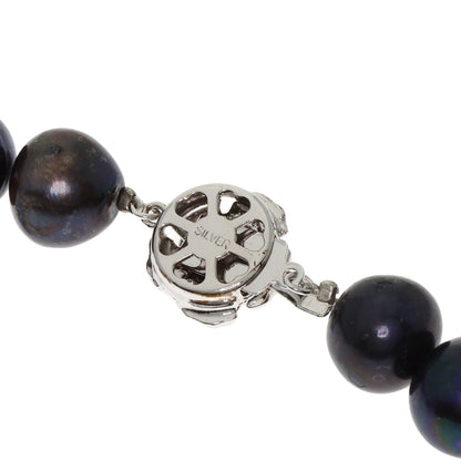 Pearl Earrings 2-piece set Dyed Necklace Silver 97.4g　Ladies