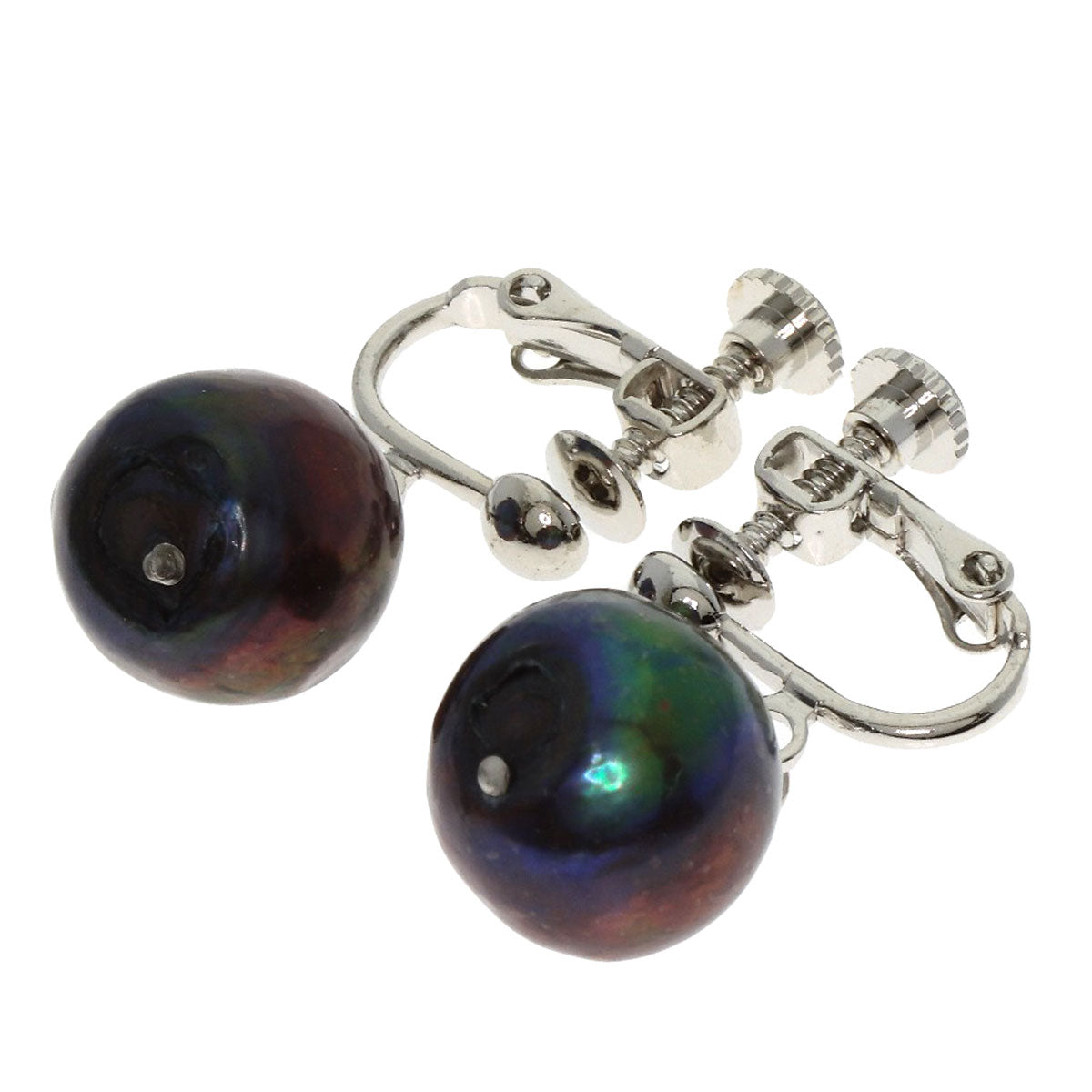 Pearl Earrings 2-piece set Dyed Necklace Silver 97.4g　Ladies
