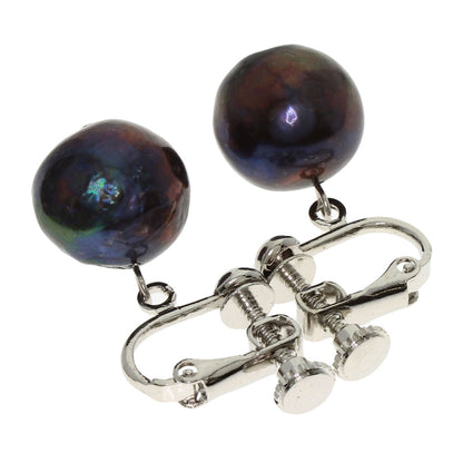 Pearl Earrings 2-piece set Dyed Necklace Silver 97.4g　Ladies