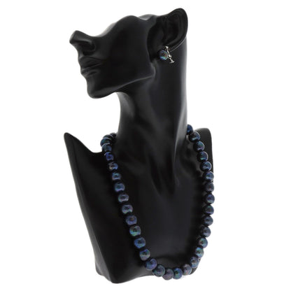 Pearl Earrings 2-piece set Dyed Necklace Silver 97.4g　Ladies