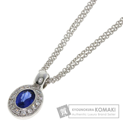0.8ct Sapphire Diamond Necklace K18 White Gold  5.9g　Ladies