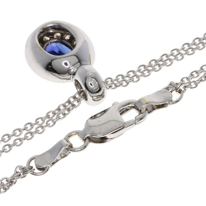 0.8ct Sapphire Diamond Necklace K18 White Gold  5.9g　Ladies