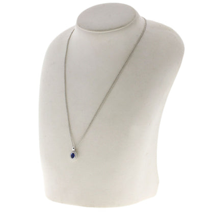 0.8ct Sapphire Diamond Necklace K18 White Gold  5.9g　Ladies