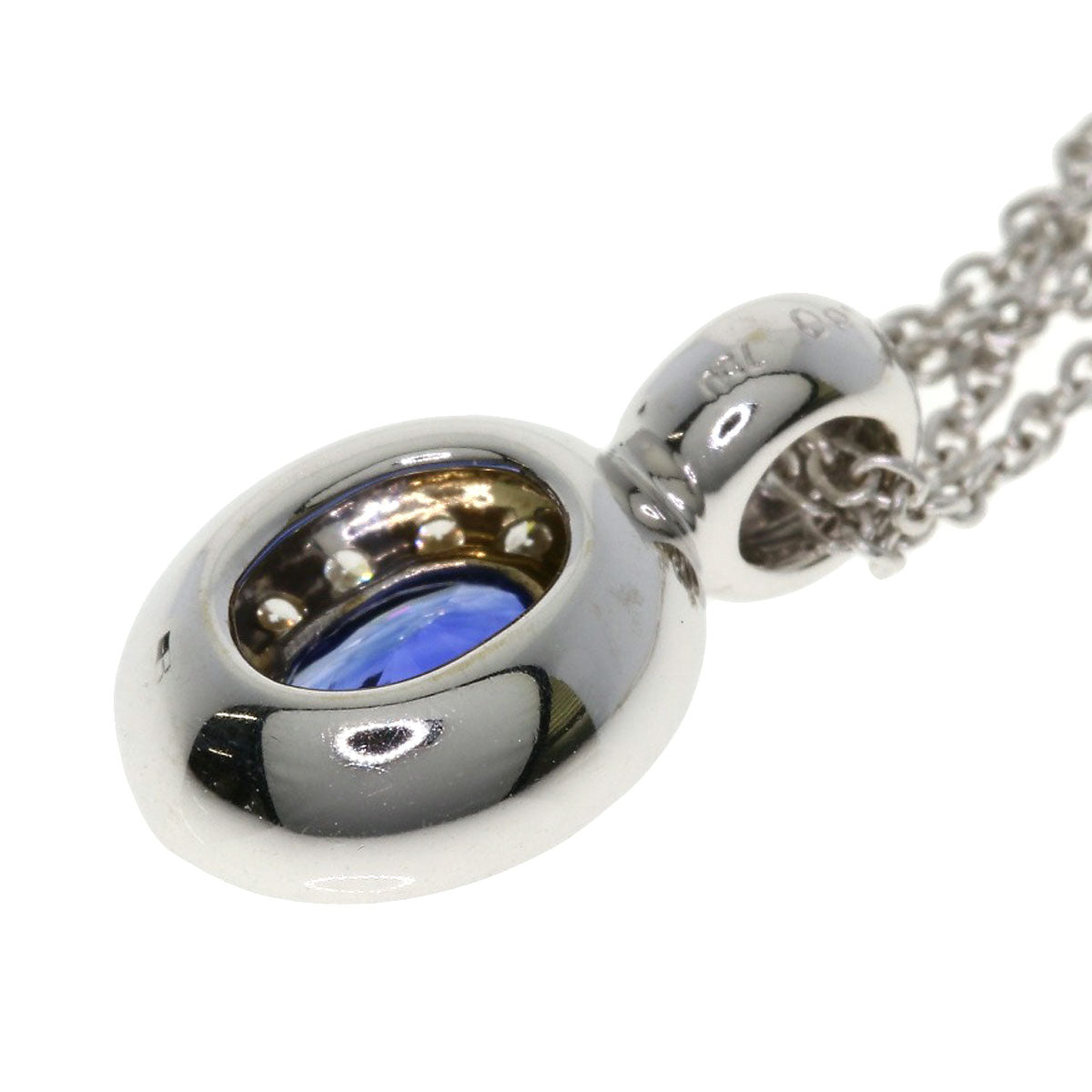 0.8ct Sapphire Diamond Necklace K18 White Gold  5.9g　Ladies