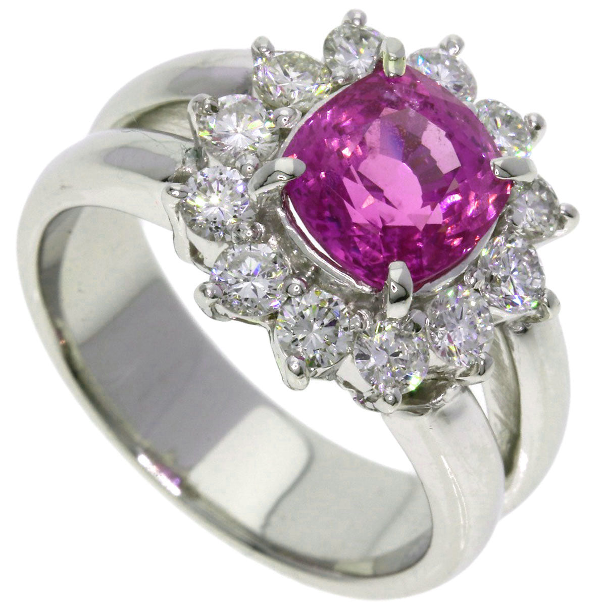 2.17ct Pink sapphire Ring Platinum PT900  11g　Ladies