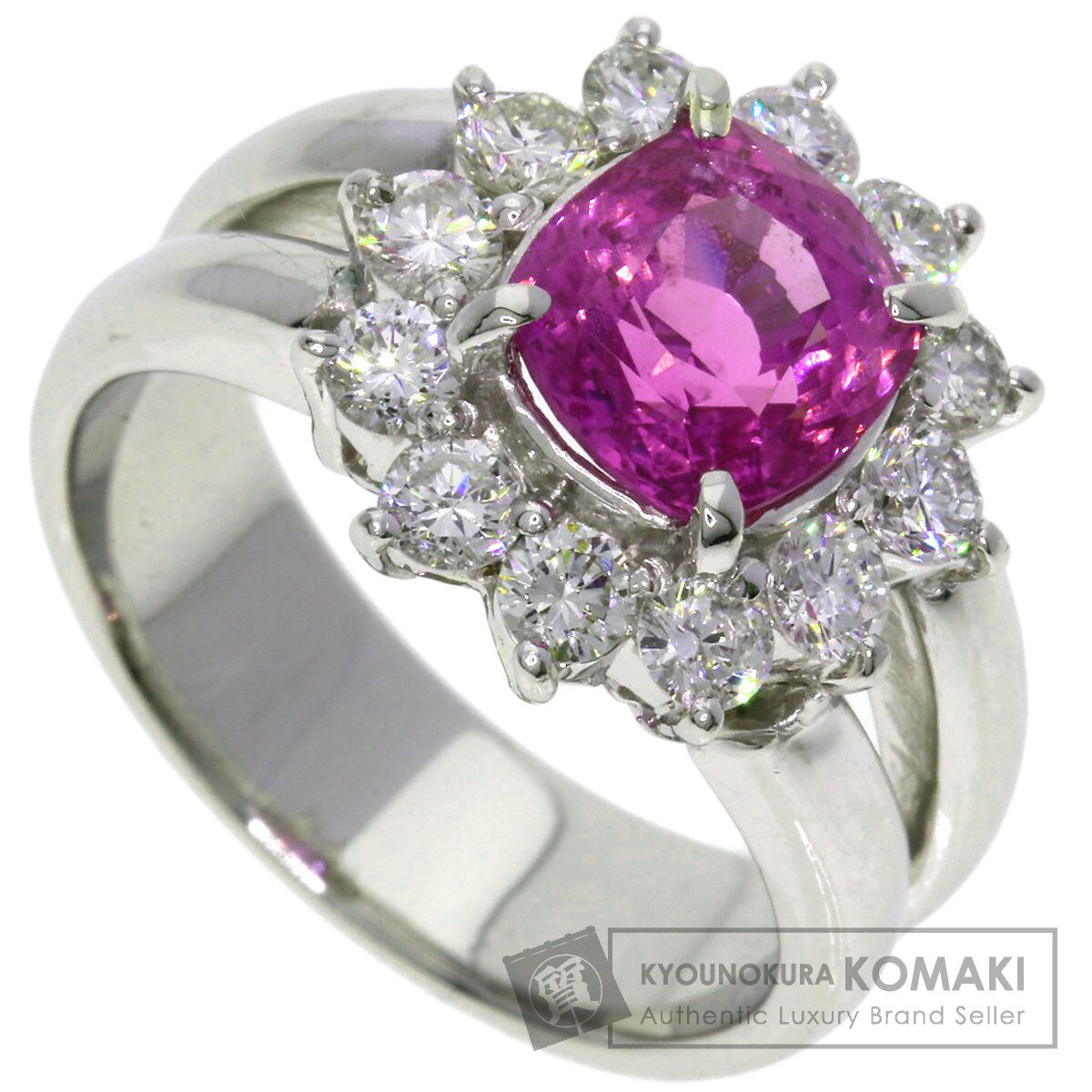 2.17ct Pink sapphire Ring Platinum PT900  11g　Ladies