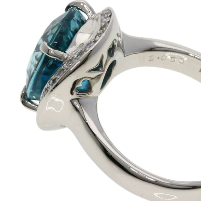 12.05ct Blue zircon Diamond Ring Platinum PT900  14.89g　Ladies