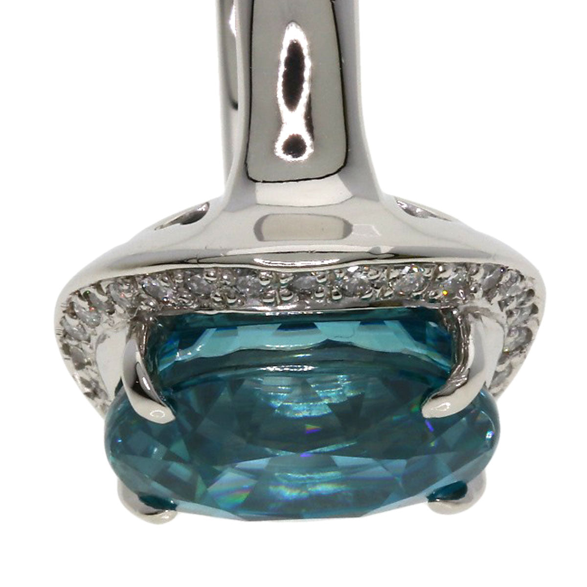 12.05ct Blue zircon Diamond Ring Platinum PT900  14.89g　Ladies