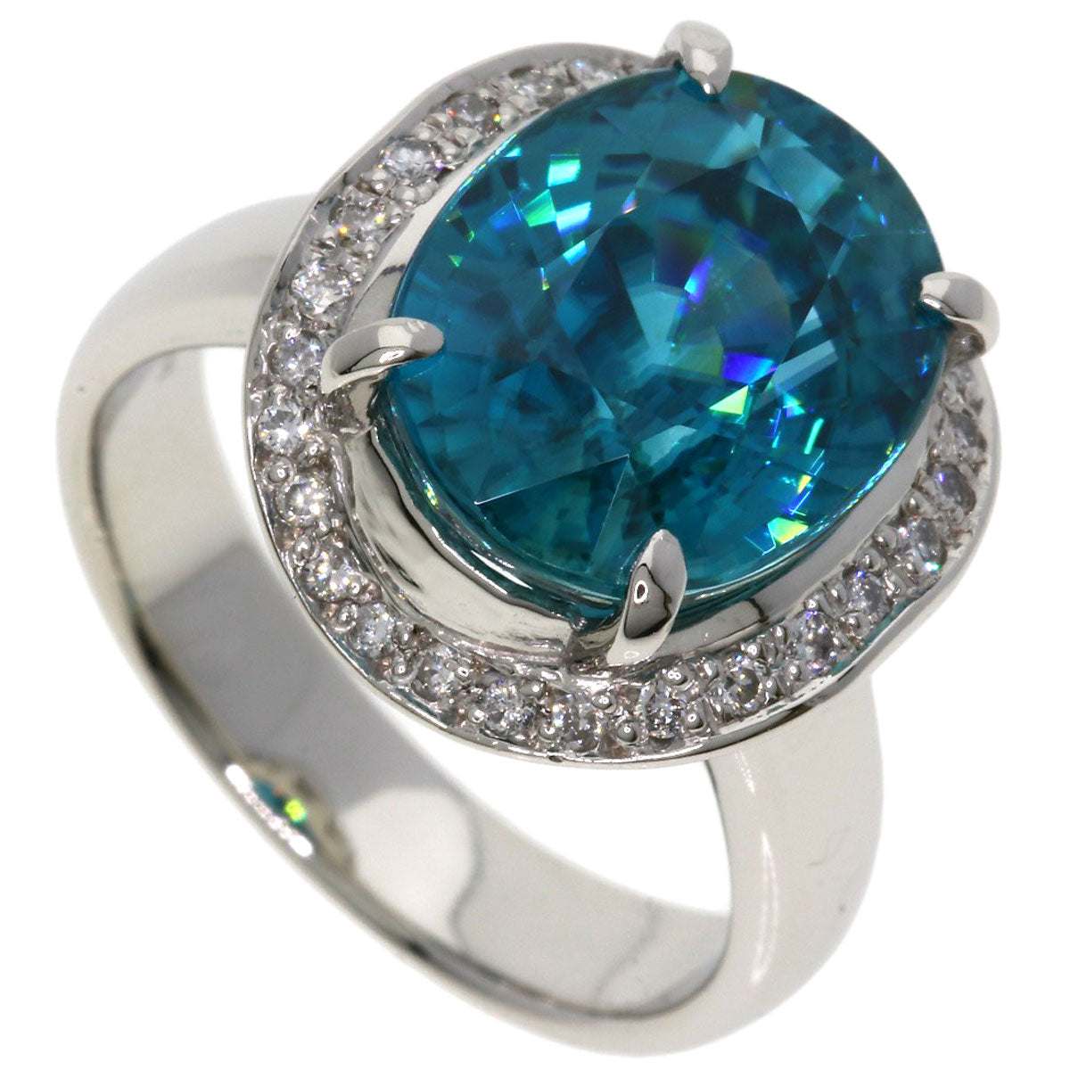 12.05ct Blue zircon Diamond Ring Platinum PT900  14.89g　Ladies