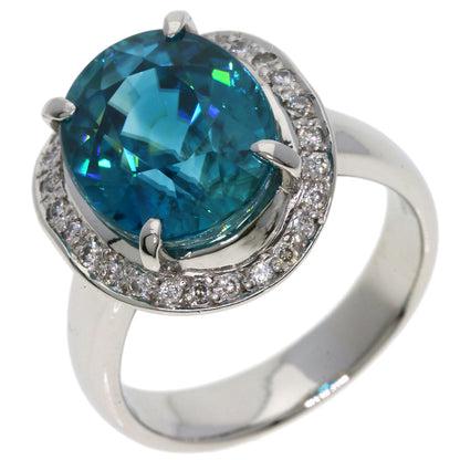 12.05ct Blue zircon Diamond Ring Platinum PT900  14.89g　Ladies