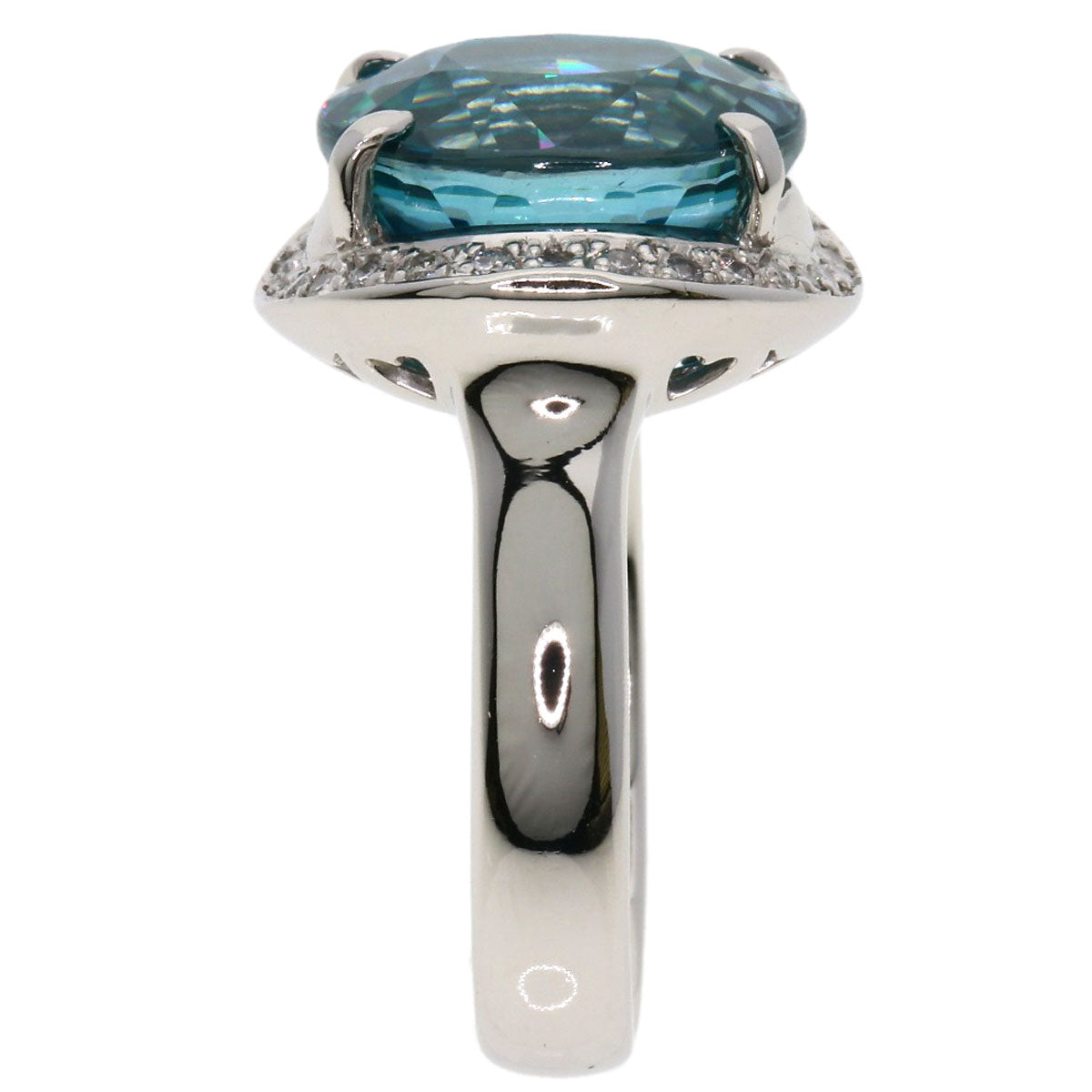 12.05ct Blue zircon Diamond Ring Platinum PT900  14.89g　Ladies