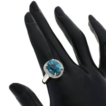 12.05ct Blue zircon Diamond Ring Platinum PT900  14.89g　Ladies