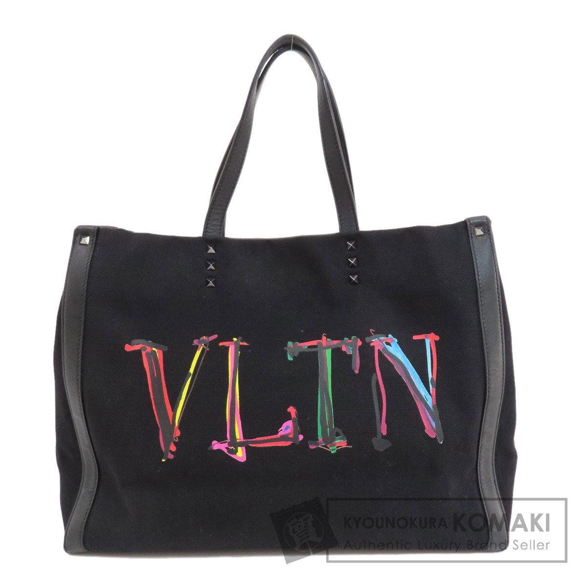 VALENTINO   Tote Bag Logo Paint Canvas Ladies